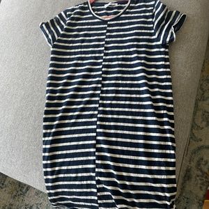 Everlane Blue White Striped Short Sleeve T-Shirt Mini Dress Women's Size Medium